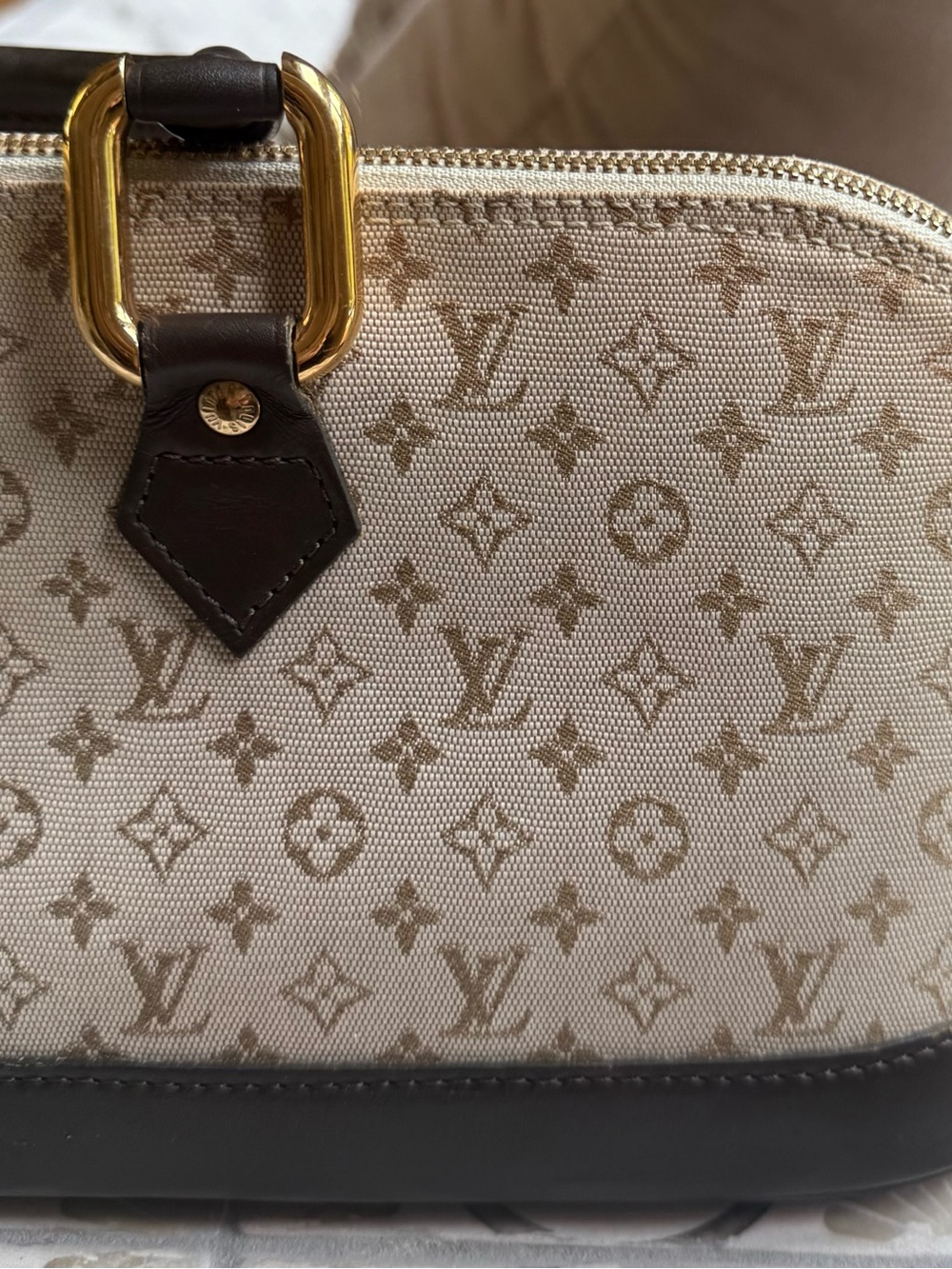 Louis Vuitton Beige Monogram Canvas and Brown Leather Satchel - Picture 12 of 16